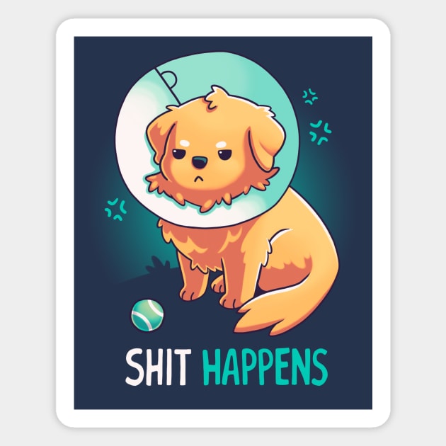 Shit Happens // Golden Retriever, Dogs, Cone of Shame Magnet by Geekydog